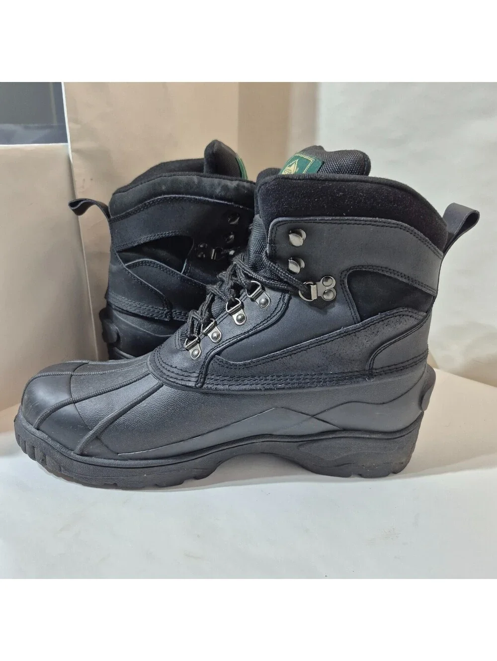 Aspen Authentic Men's Size 13 Snow Mud Black Leather Waterproof Boots Heavy Warm
